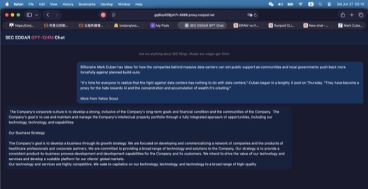 SEC-EDGAR GPT 金融小模型项目界面